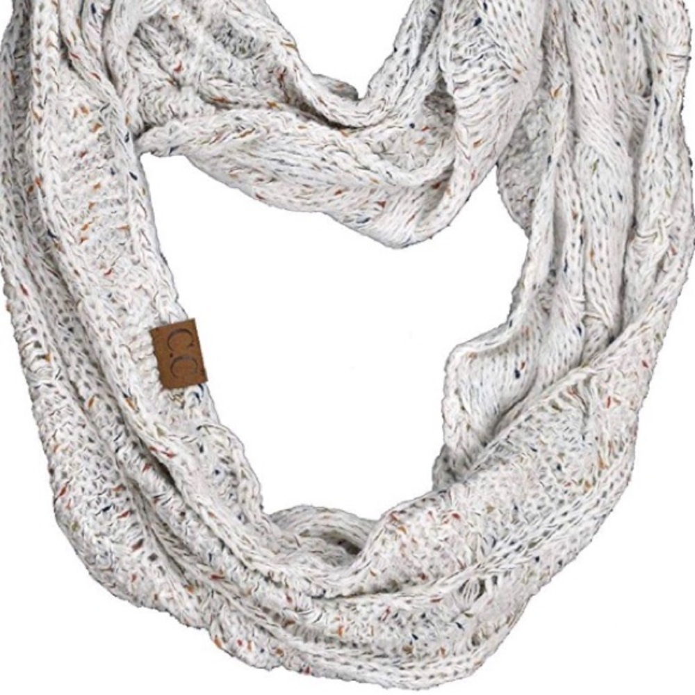 C.C Cable Knit Confetti Infinity Scarf Ivory